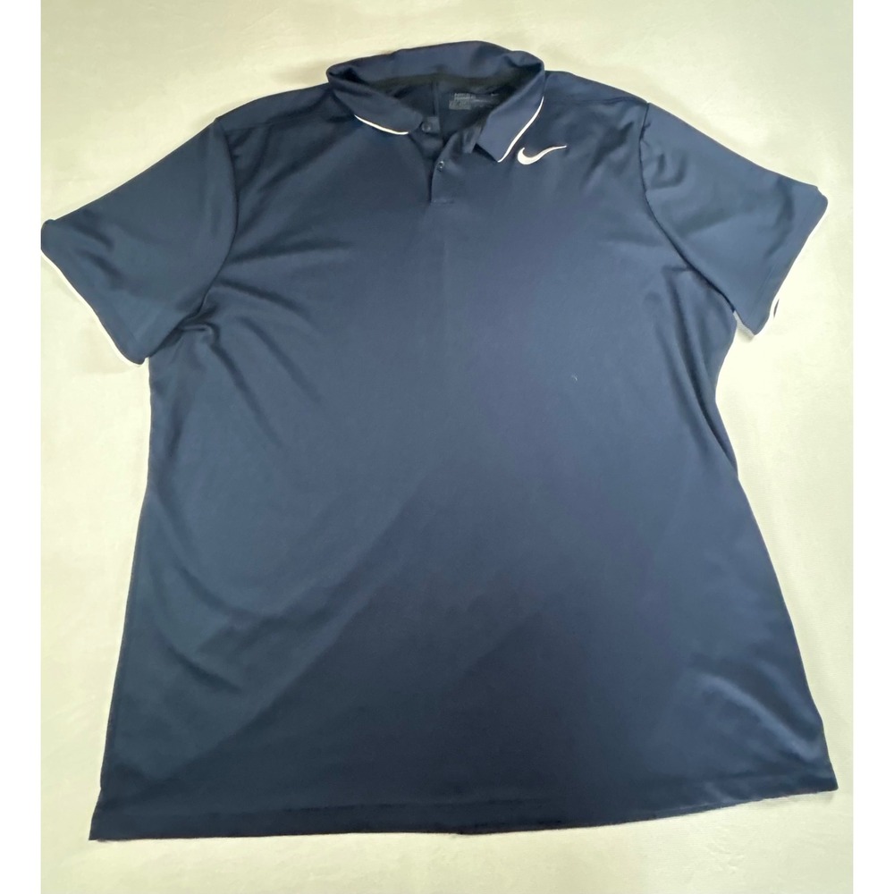 Nike Golf Mens XXL Dri-FIT Standard Fit Polo Shirt Navy Blue Short Sleeve